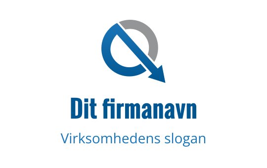 Moderne blå og grå logo med en sirkulær pil og tekst