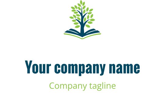 Moderne logo design med et grønt tre over en åpen bok
