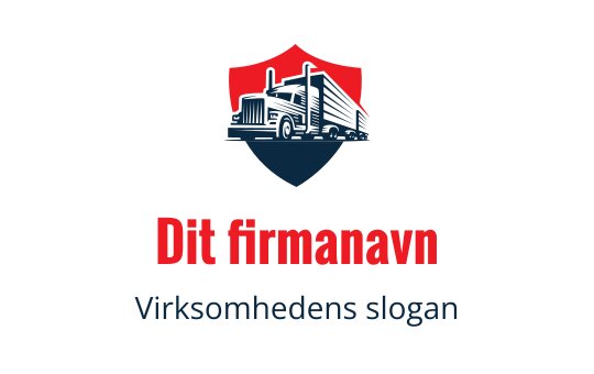 Fet skjoldlogo med en lastebil-silhuett i marineblått og rødt