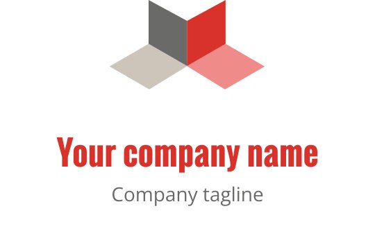 Moderne geometrisk logo design med overlappende røde og grå former