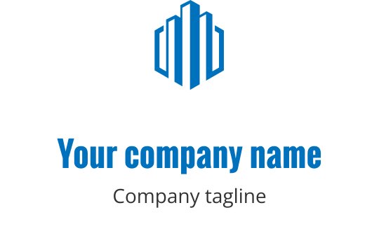 Teal logo med en stilisert tall fire og geometriske former