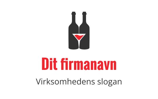 Stilig logo med to flasker og et rødt martiniglass