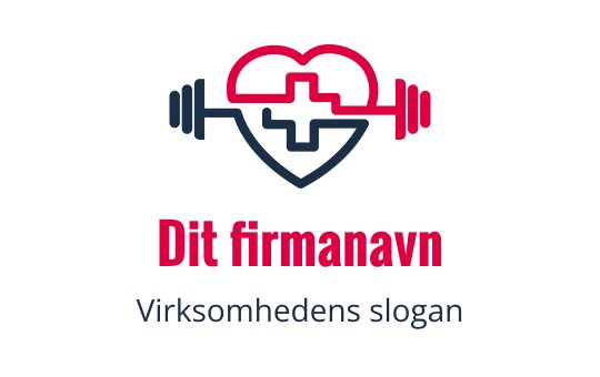 Hjerte og vektstang logo design i rød og marineblå
