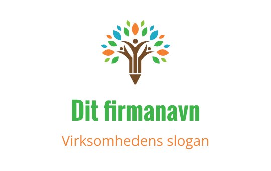 Fargerik trelogo med blader og en blyantstamme