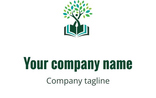 Moderne logo design med et tre over en åpen bok