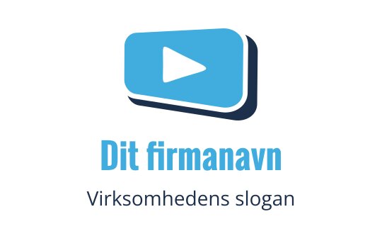 Moderne blå logo med en spilleknapp i en avrundet rektangel