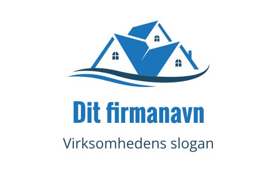 Moderne blå huslogo med stiliserte tak og bølger
