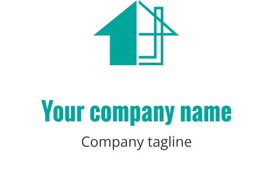 Teal logo med en stilisert abstrakt form