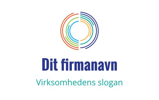 Fargerik sirkulær logo med overlappende linjer og fet tekst