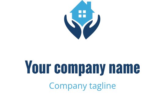 Moderne logo design med et hus holdt av to hender