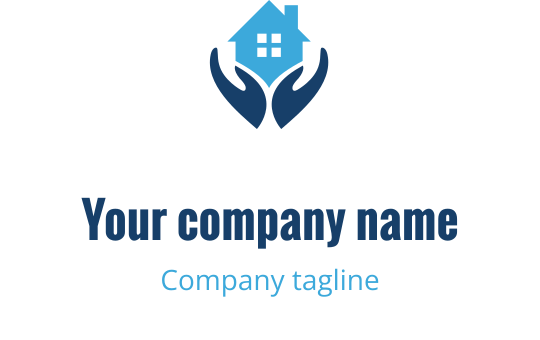 Moderne logo design med et hus holdt av to hender