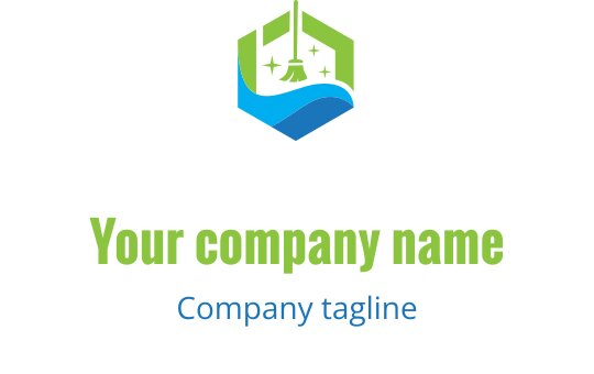 Moderne sekskantet logo design med klokke- og bølgeelementer