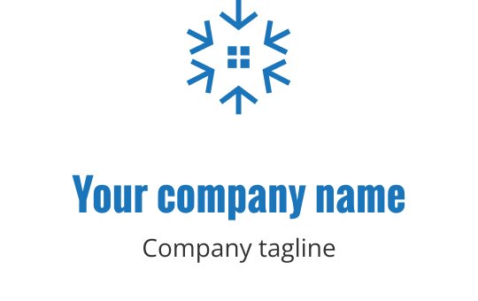 Moderne blå snøfnugg logo design med et vinduselement