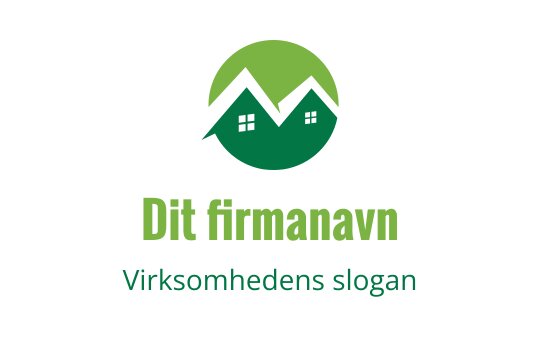Moderne grønn logo med to stiliserte hus og sirkulær bakgrunn